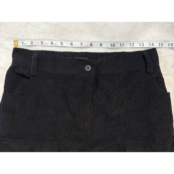 Womens Black Corduroy Cargo Wide Leg High Waist Pants Slight Stretch Size Medium - Picture 6 of 11